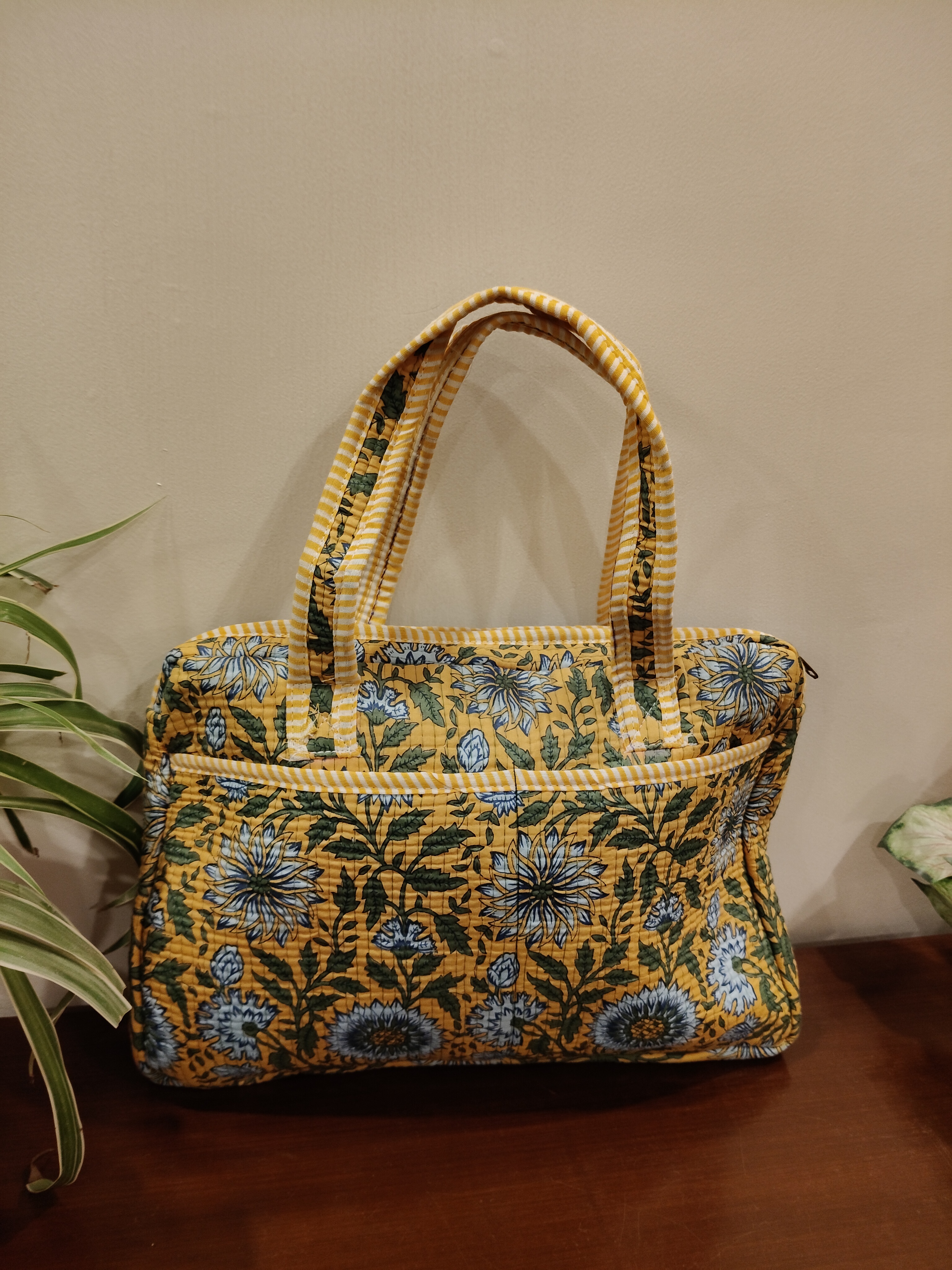 COTTON QUILTED LAPTOP BAG
