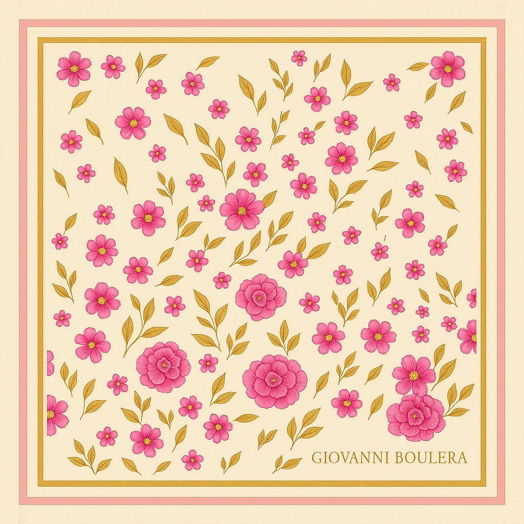 Floral Pink Silk Scarf