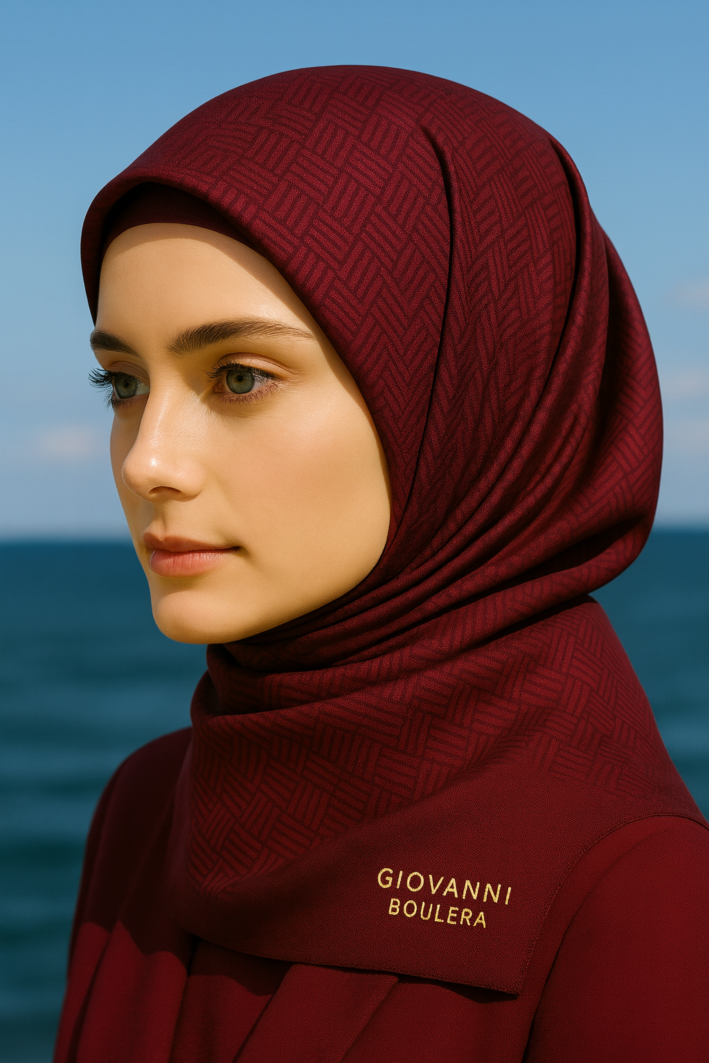 Giovanni Boulera Patterned Burgundy Hijab