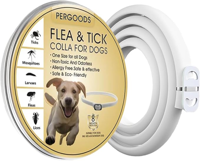 Collare Antiparassitario Per Cani, Collare Antipulci Cane Sicuro Ed Efficace, Collari Antipulci e Zecche per Animale, Guinzagli Antizecche Per Pet Per Cani Di Tutte Le Taglie, 65 cm Taglia Unic
