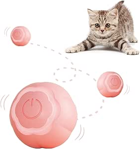 Giocattolo Interattivo con Palla Automatica,Esercizio Rotante Automatico a 360,Giochi per Gatti in Casa con USB Ricaricabile 2 Modalità di Lavoro (Rosa