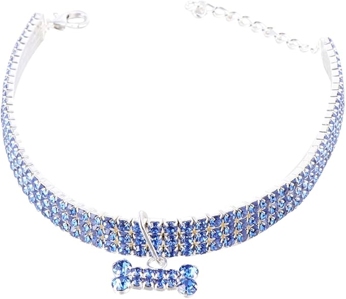 Ipetboom Collare Per Cani Con Strass Elegante Collare Regolabile Con Fibbia E Catena Per Cani E Gatti Di Piccola Taglia Accessorio Moda Per Passeggiate E Attività Outdoor 7.9 Pollici