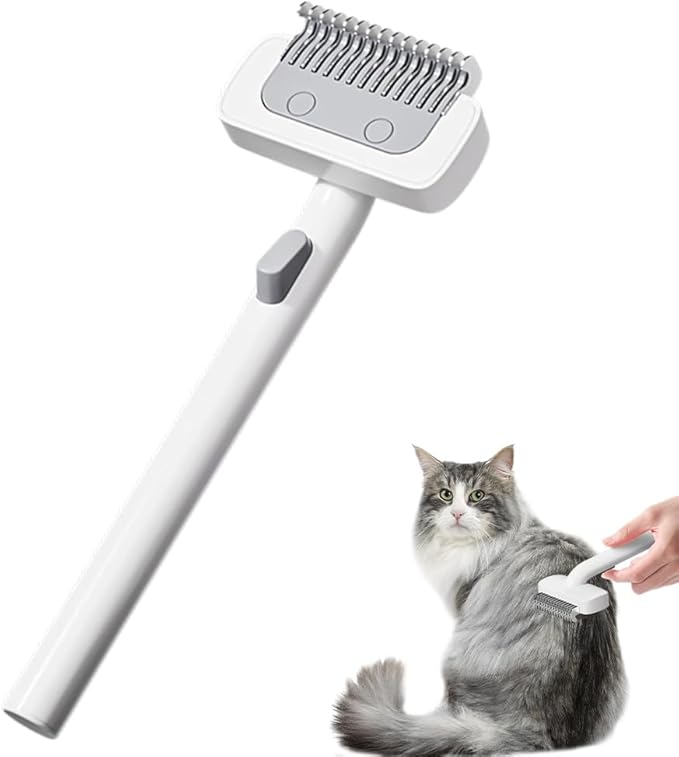 Spazzola per Gatto:Pettine per Gatti,Pettine per Cani,Spazzola Autopulente per Gatti,2 In 1 Spazzola per e Cani,Rimuovere Peli Superflui Sbrogliare Nodi Morti,Sicuro per Domestici di Piccola