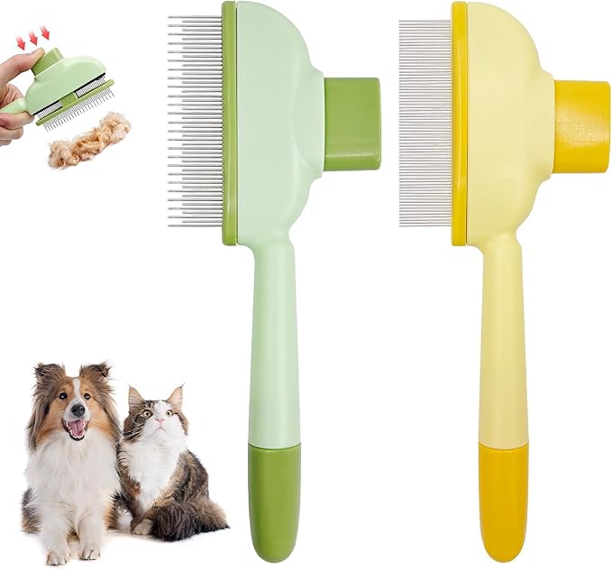 2 Pezzi Spazzola Autopulente Per Animali Domestici, Spazzola Per Pelo lungo e Corto, Per Cani e Gatti, Spazzolas Morbida Cani Gatti, Autopulente Toelettatura Spazzolas per Animali Domestici
