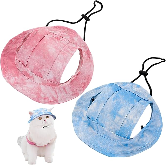 2 Pezzi di Cappello da Protezione Solare per Animali Domestici, Coraggio di Pesca Regolabile, Orecchie Esposte per Animali Domestici, Accessori per Il Benessere degli Animali.