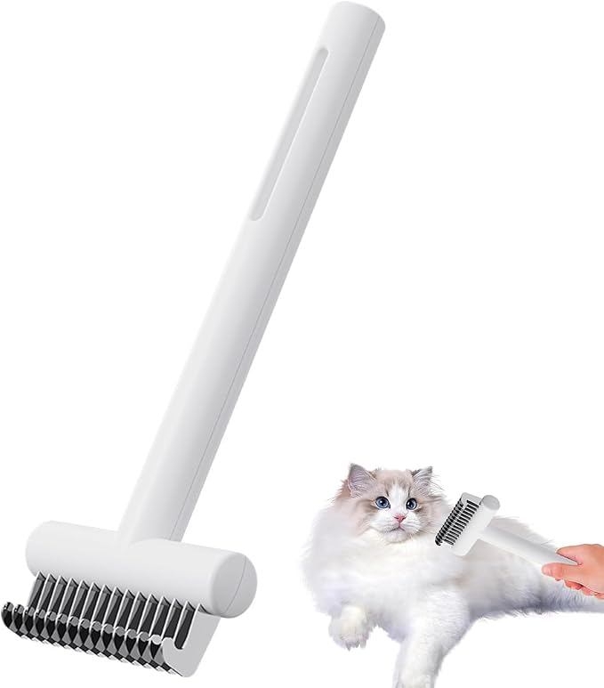 Spazzola per Cani e Gatti, Spazzola per Gatto Pelo Lungo, Pettine Cane Autopulente per Pelo, Pettine in Acciaio Inossidabile per Cani Gatti, Rimuove Peli Superflui e Sbroglia Nodi