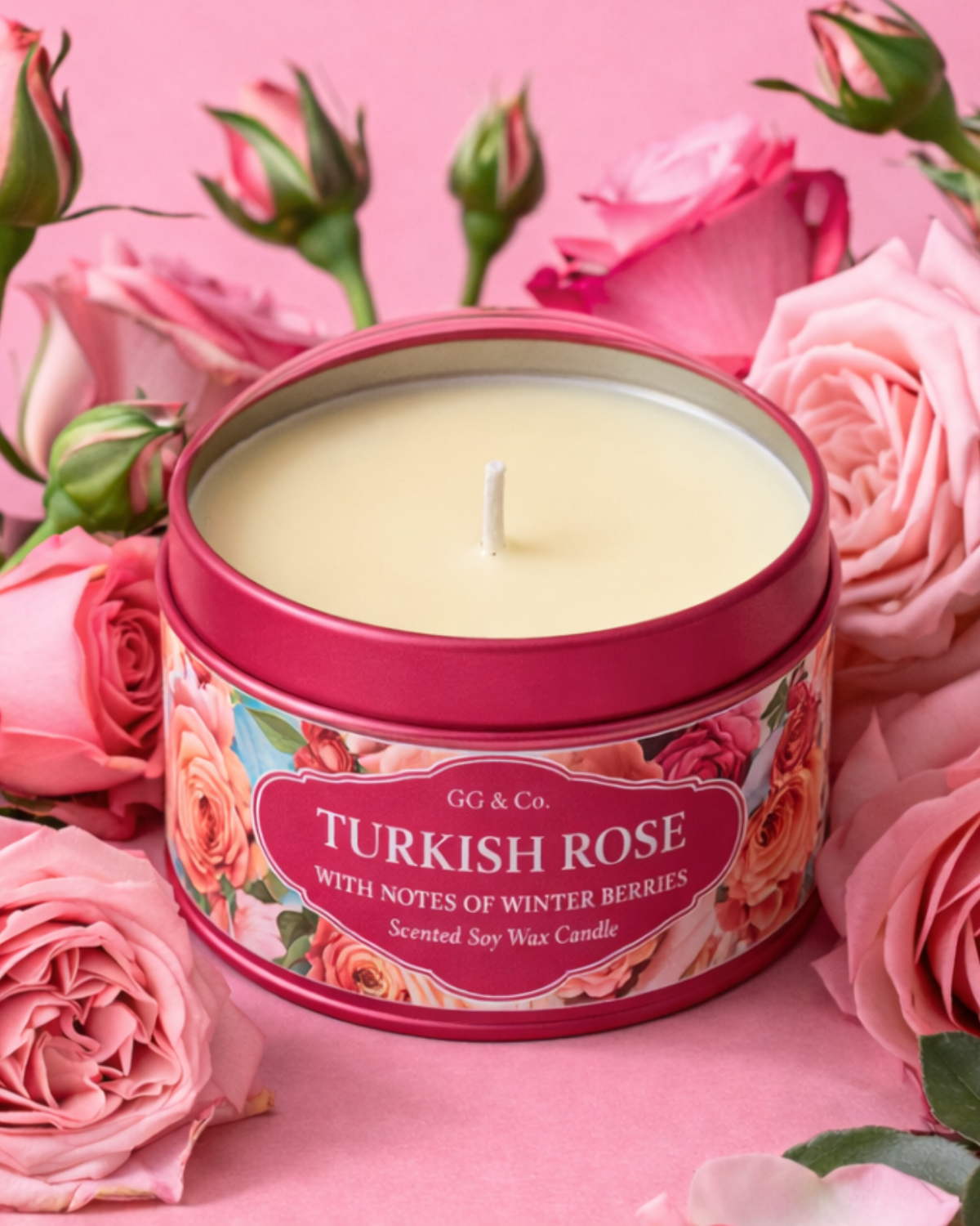 Turkish Rose Scented Tin Candle