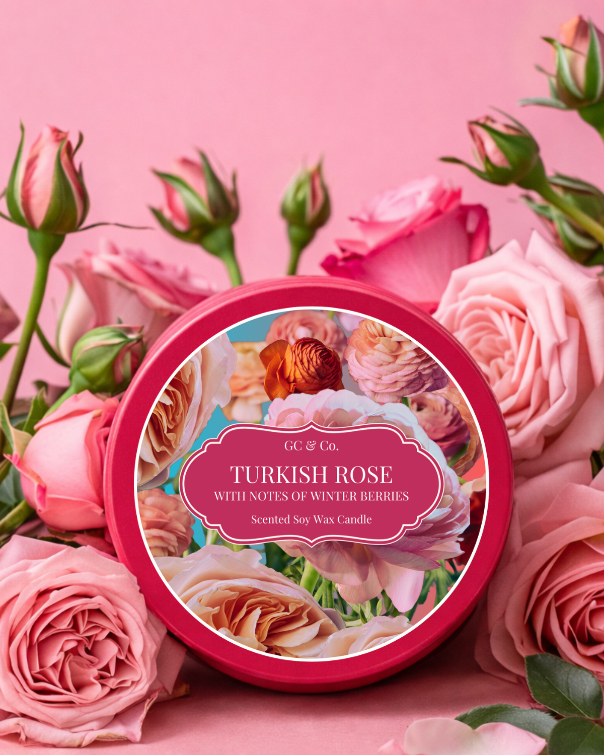 Turkish Rose Scented Tin Candle