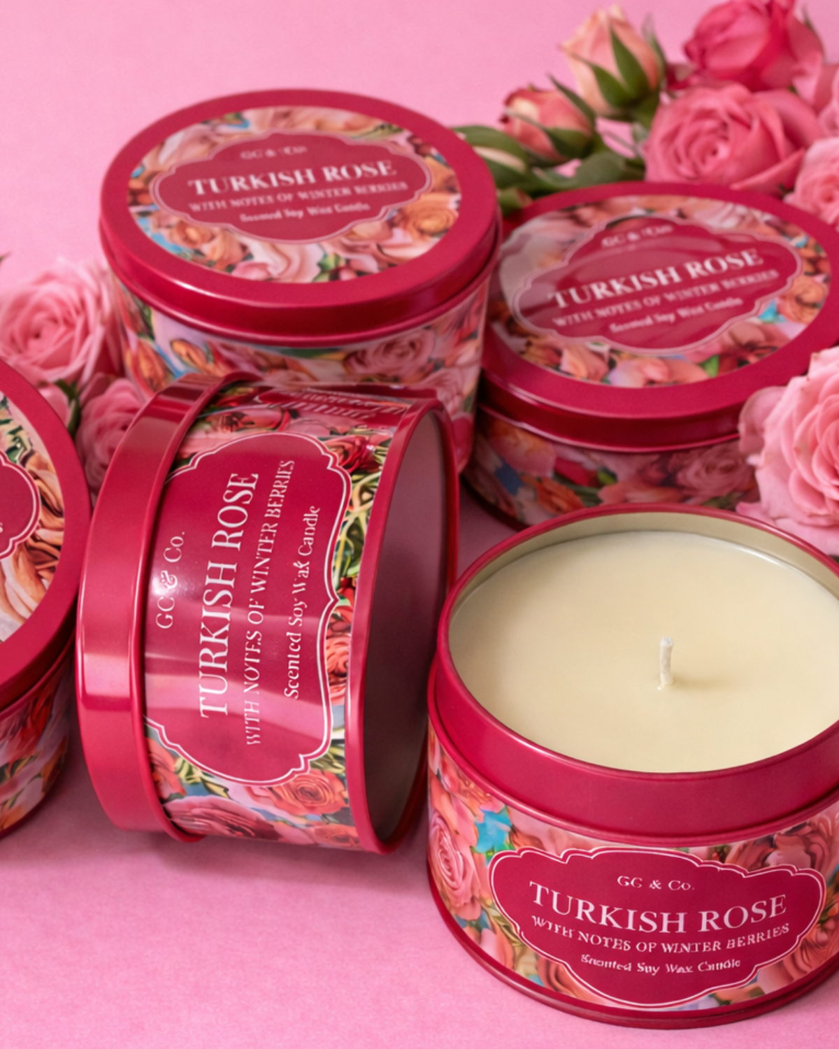 Turkish Rose Scented Tin Candle