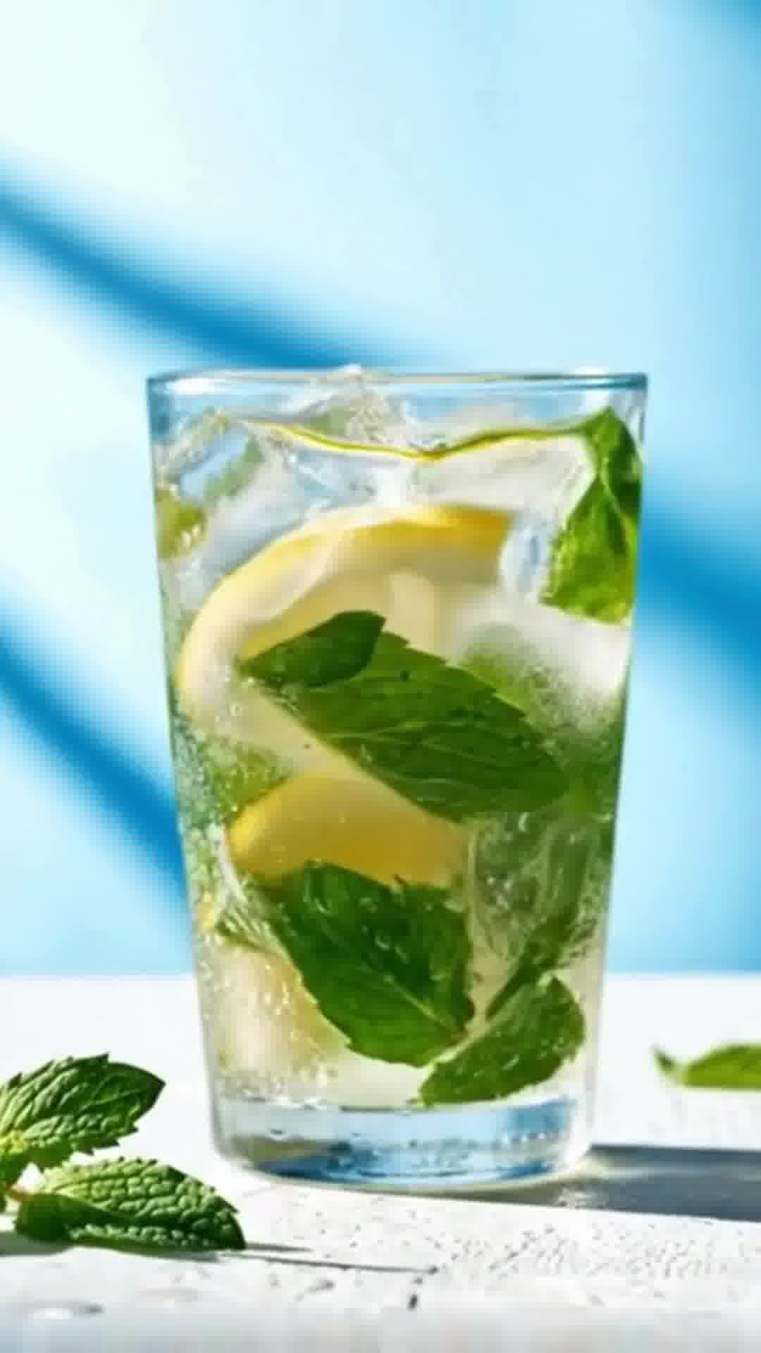 Lemon & Mint Drink Stock Footage (1080P HD)