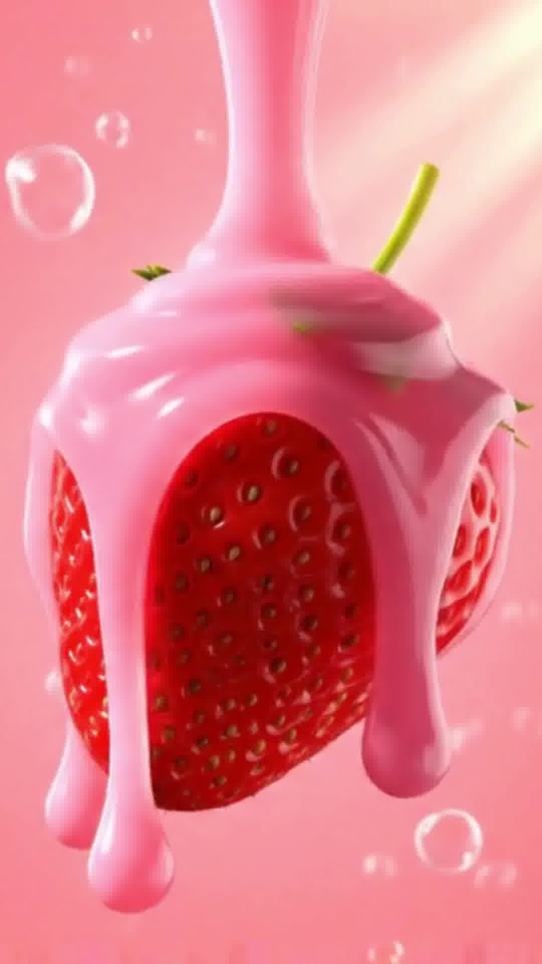 Strawberry Shower Gel Stock Footage (1080P HD)