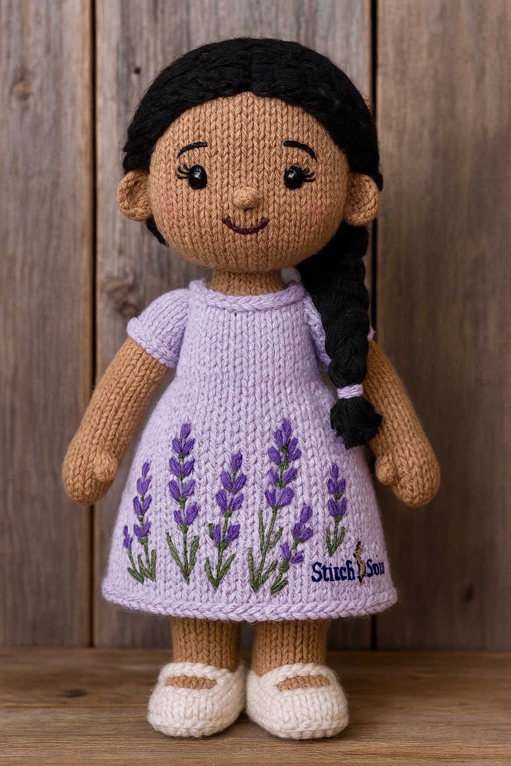Handmade Crochet Doll with Lavender Dress