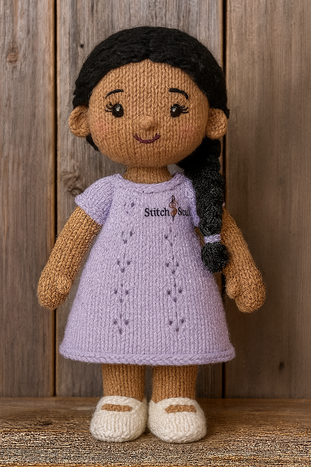 Handmade Crochet Doll with Lavender Dress