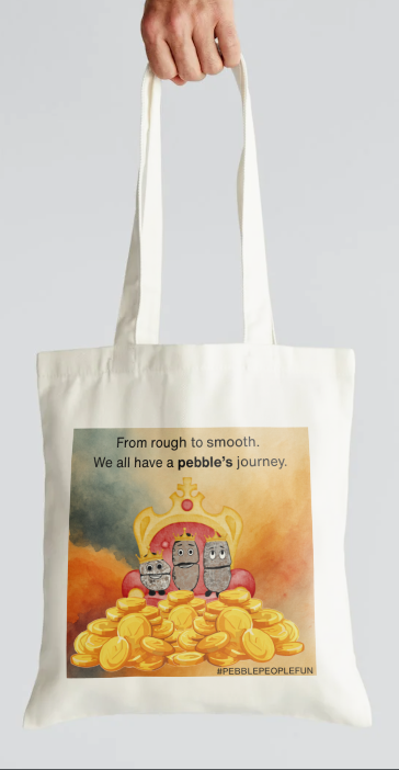 From rough to smooth. We all have a pebble's journey. 