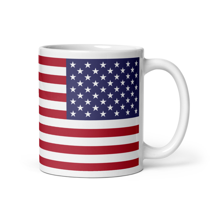 United States Flag White Ceramic Glossy Coffee Mug