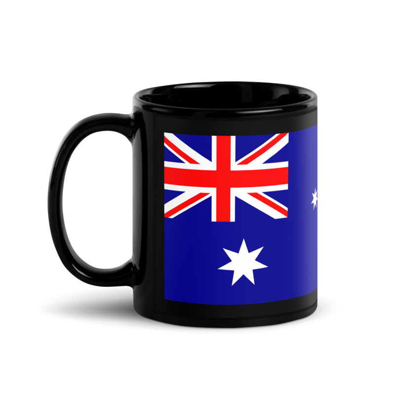 Australia Flag Black Ceramic Glossy Coffee Mug