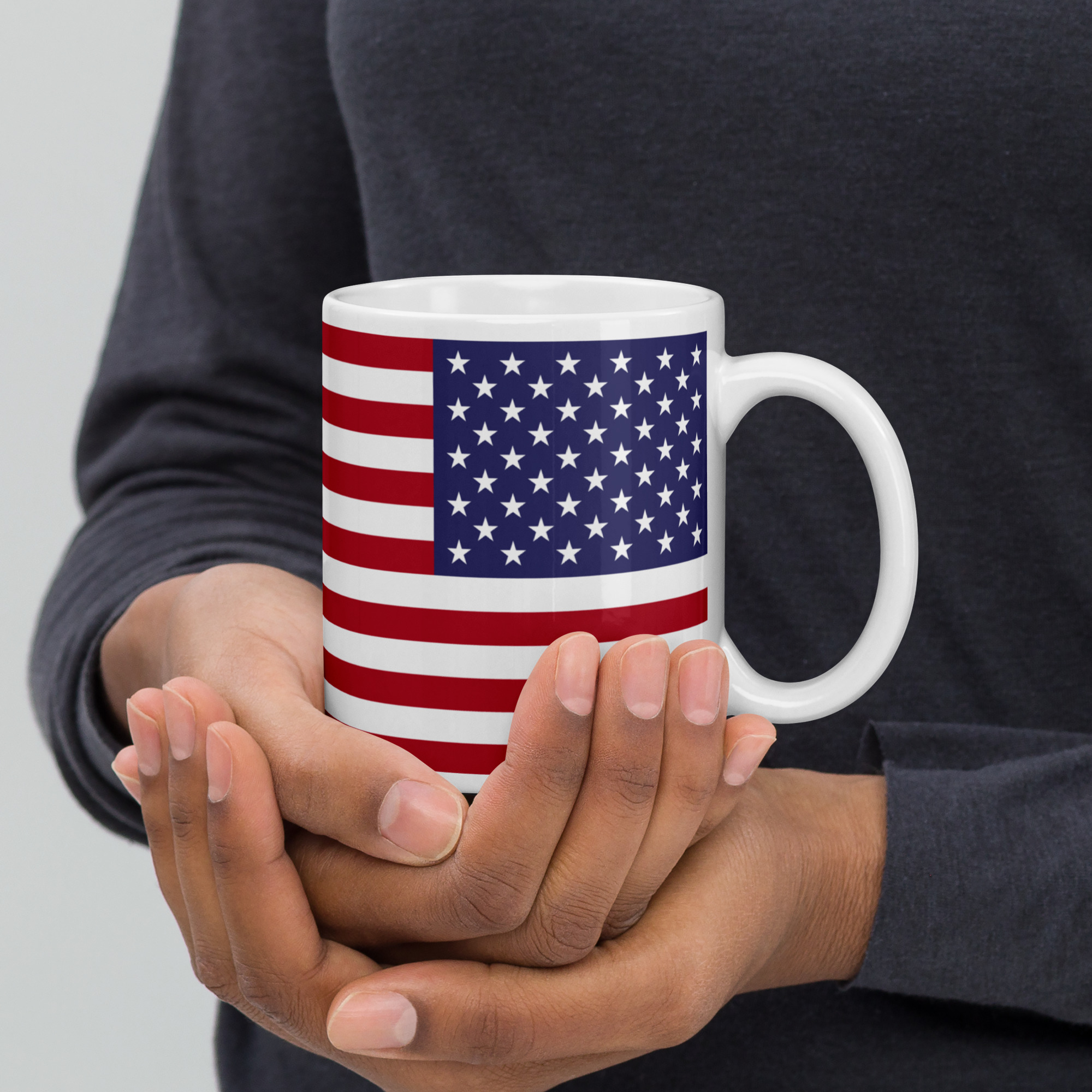 United States Flag White Ceramic Glossy Coffee Mug