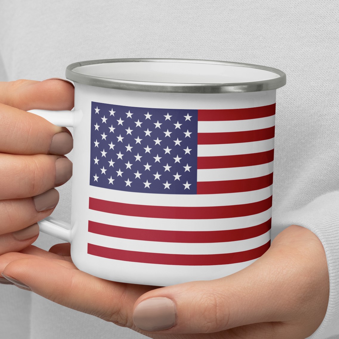 United States Flag Enamel Mug