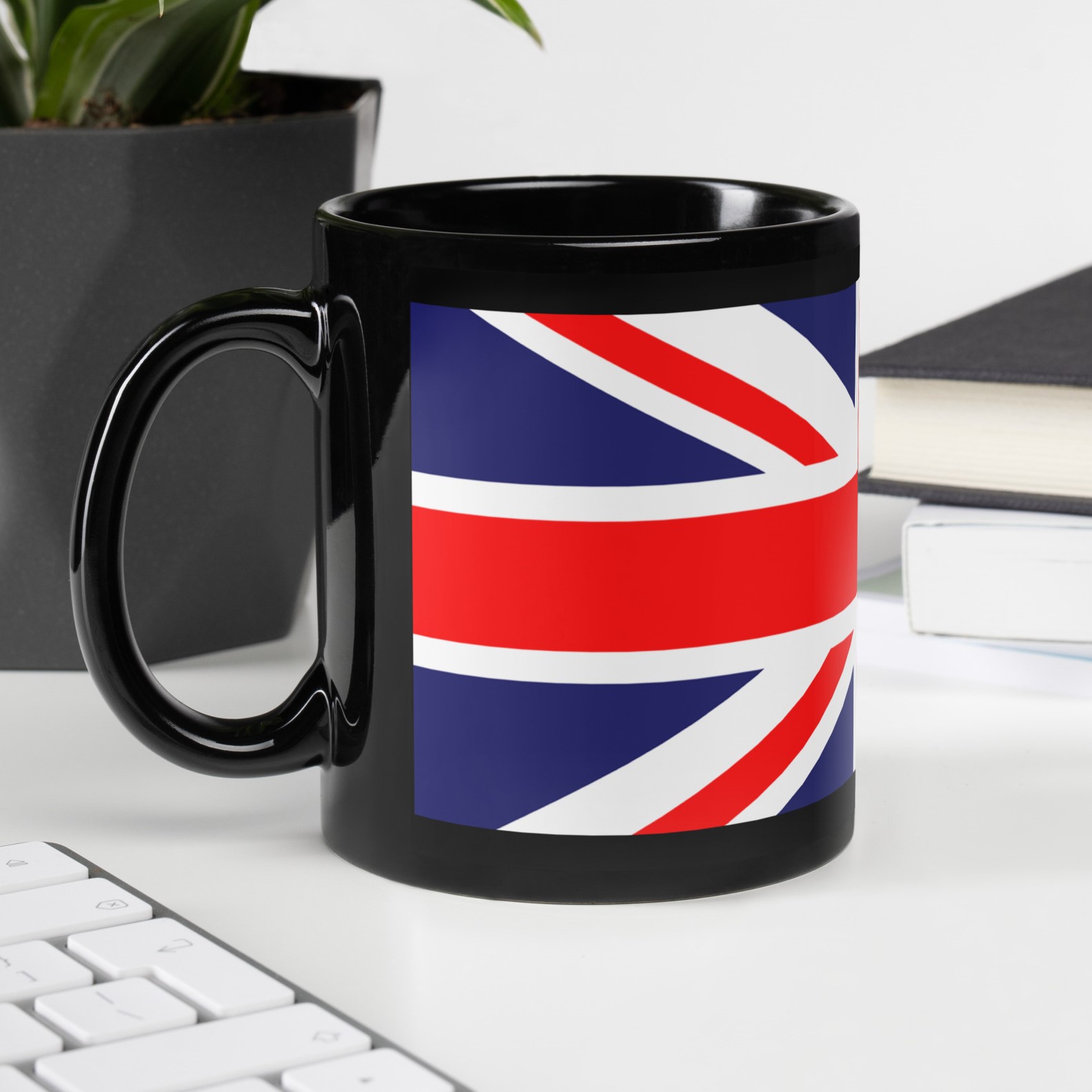 United Kingdom British Flag Black Ceramic Glossy Coffee Mug