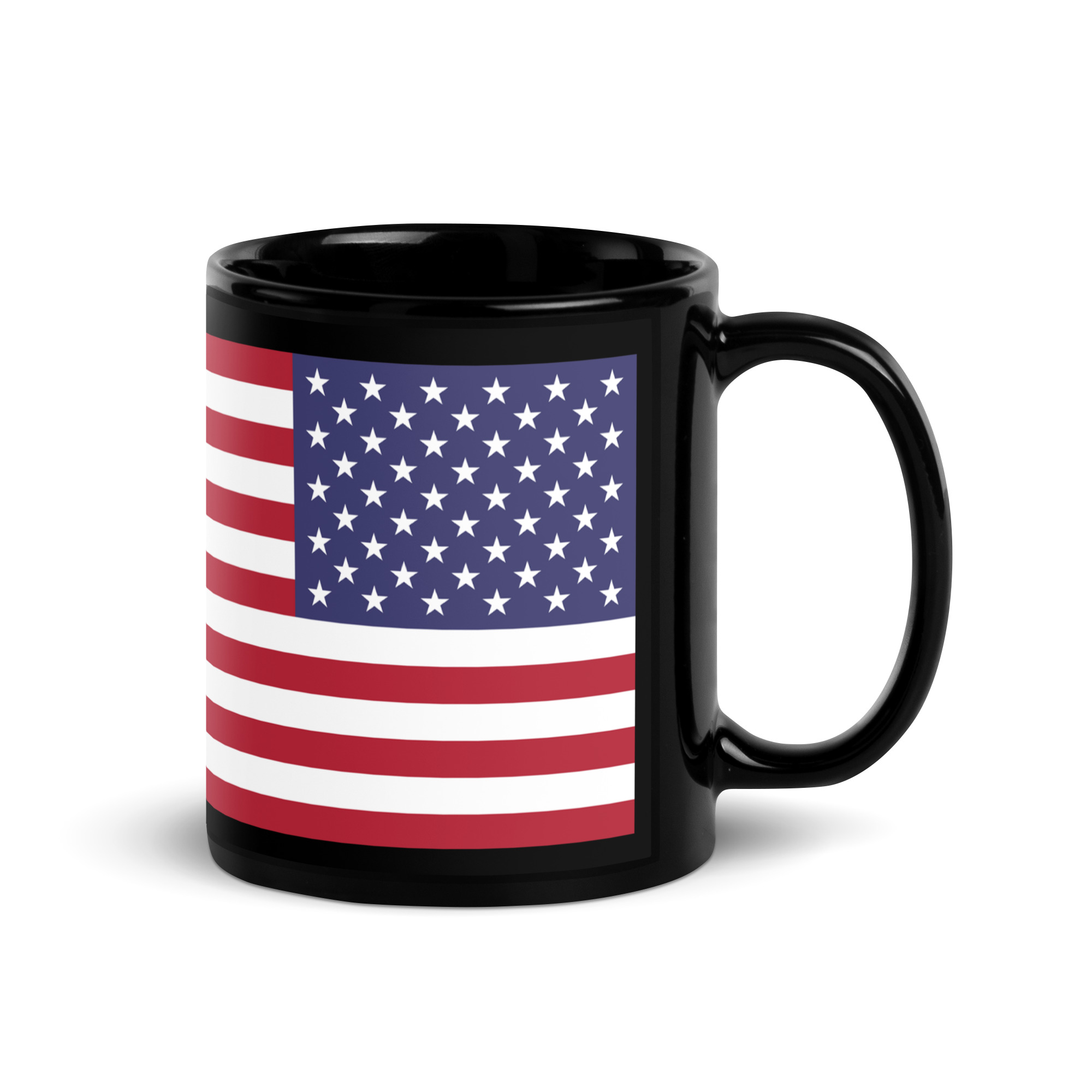 United States Flag Black Ceramic Glossy Coffee Mug