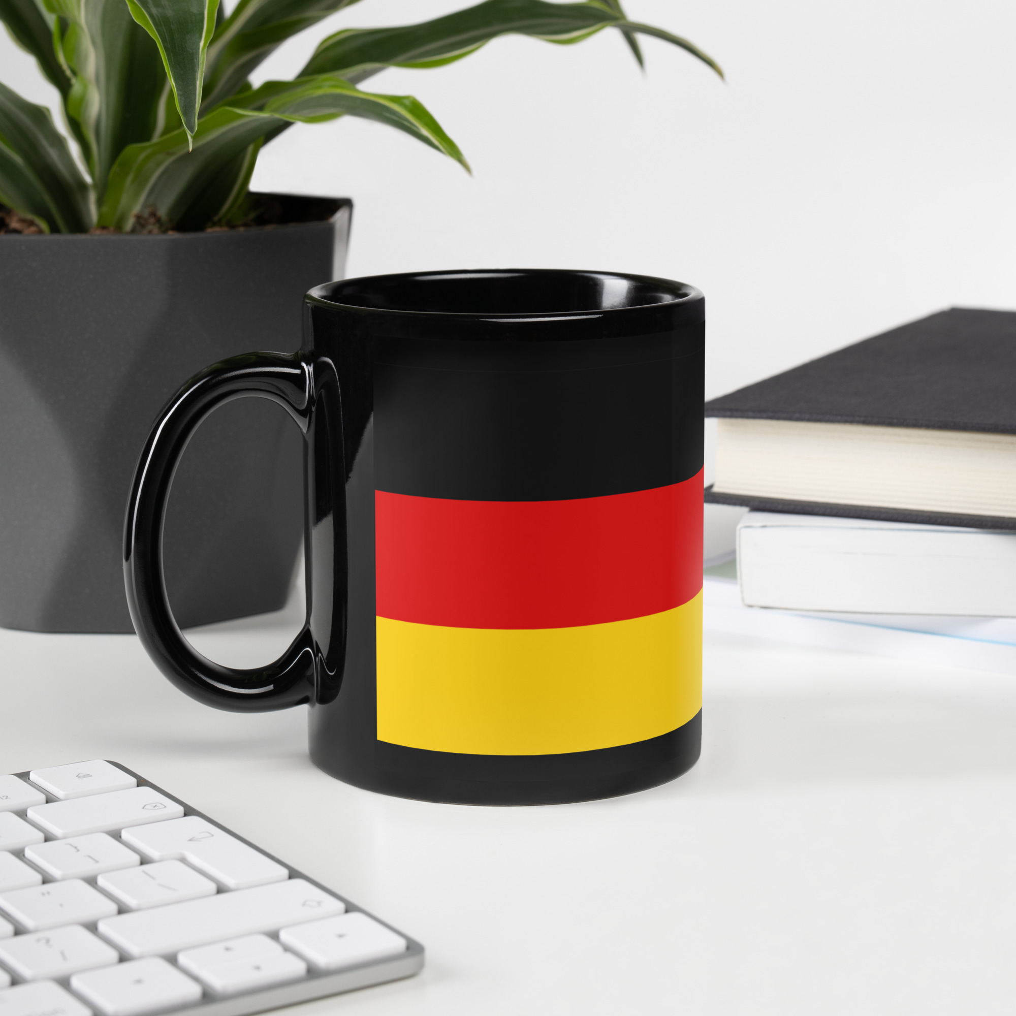 Germany Flag Black Ceramic Glossy Coffee Mug