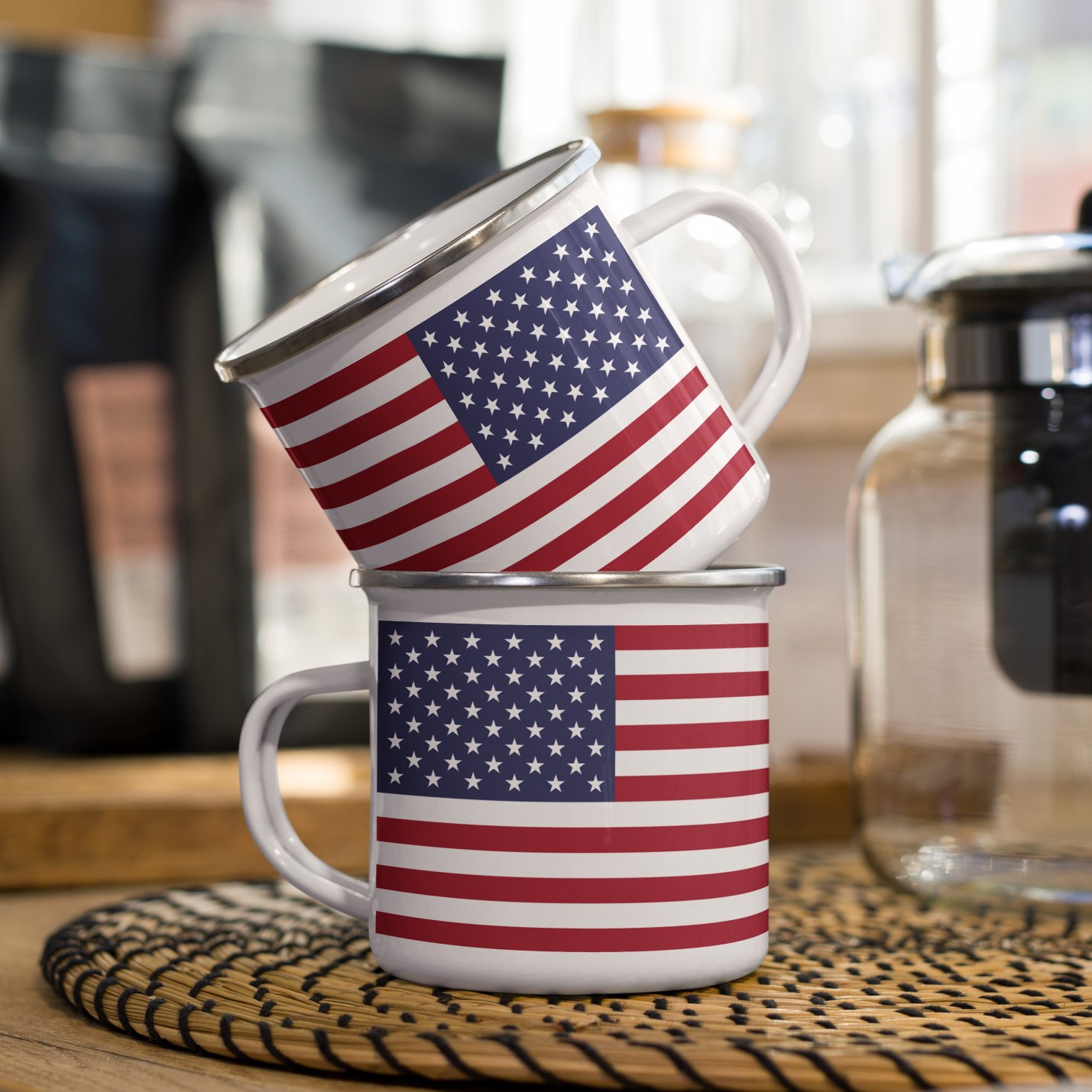 United States Flag Enamel Mug