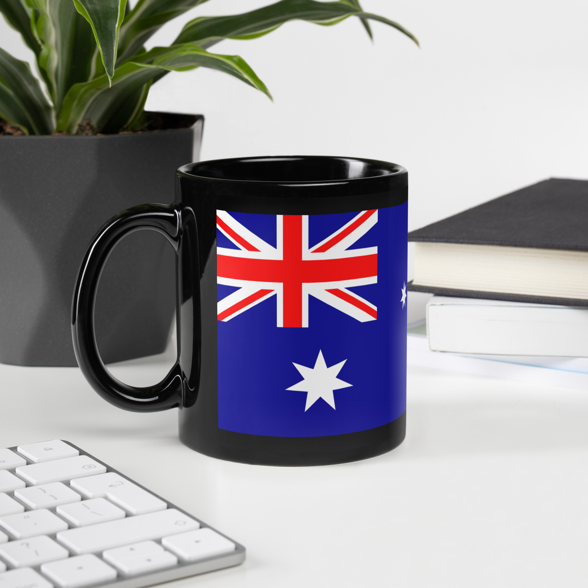 Australia Flag Black Ceramic Glossy Coffee Mug