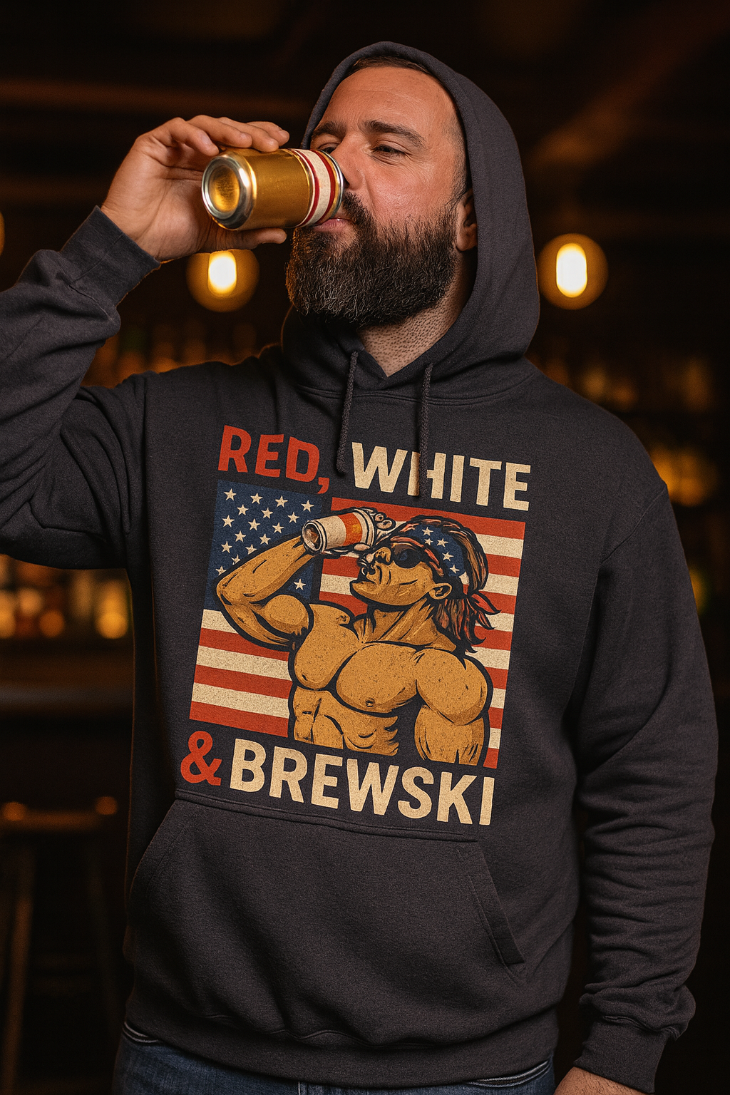Red, White and Brewski Premium Hoodie