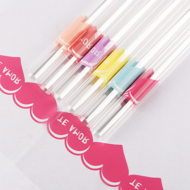 Romantic Flowers Wrapping Paper Cellophane Flower Bouquet Package Paper Cellophane Multicolor Gel Pen Set