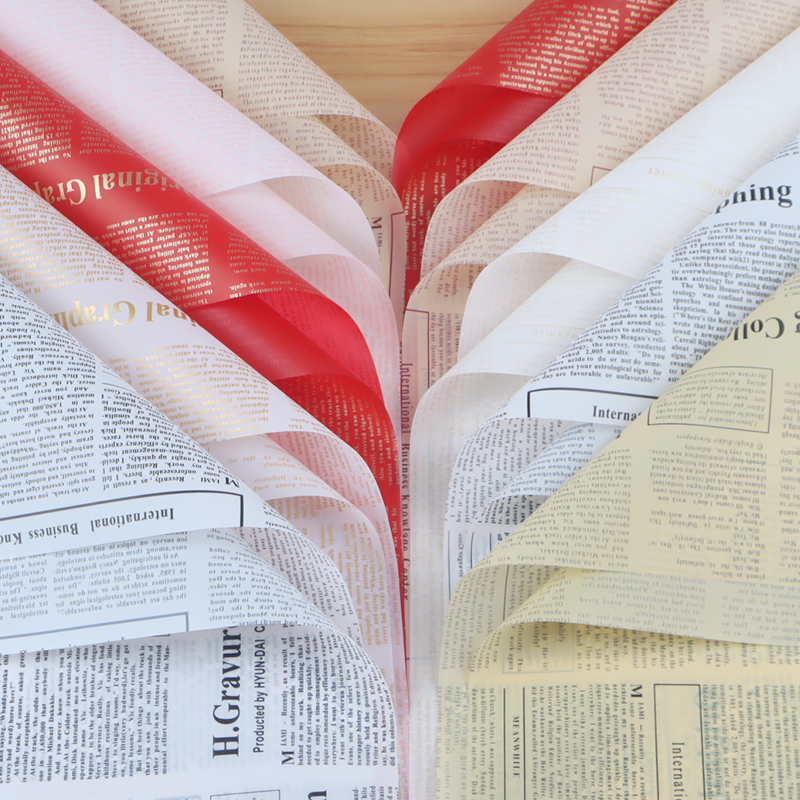 Waterproof Retro English Newspaper Flowers Gift Wrapping Paper Material 20 Bouquet Wrapping Paper