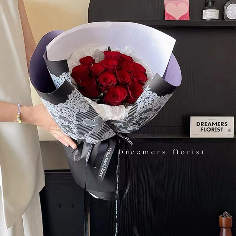 Eros three-dimensional lace paper rose bouquet wrapping paper diy wrapping paper florist supplies materials  Decorative Wallpaper Rolls