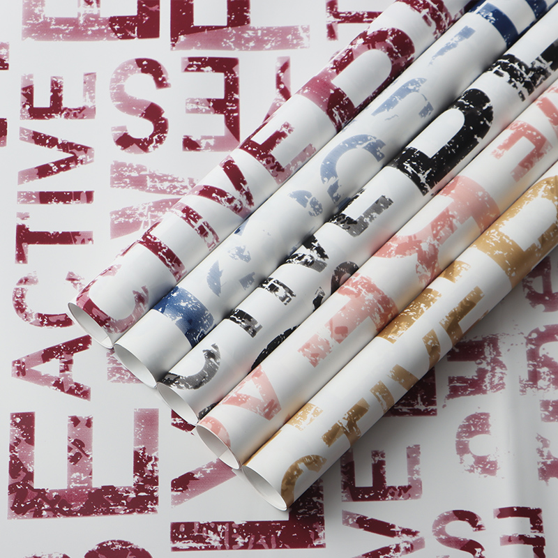 Vintage English flower wrapping paper bouquet wrapping paper Christmas Eve apple wrapping paper waterproof Ouya paper