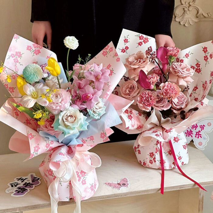 Sicily Flowers Wrapping Paper Material Gift Bouquet Wrapping Paper Dream Garden Atmosphere Oil Painting Newspaper Kraft Paper Floral Pattern Wrapping Paper