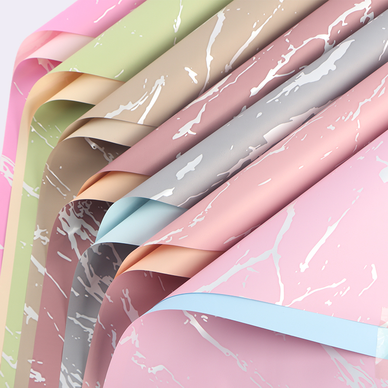 Marble Ouya paper flower wrapping paper two-color plastic waterproof opp film DIY handmade flower shop flower art
