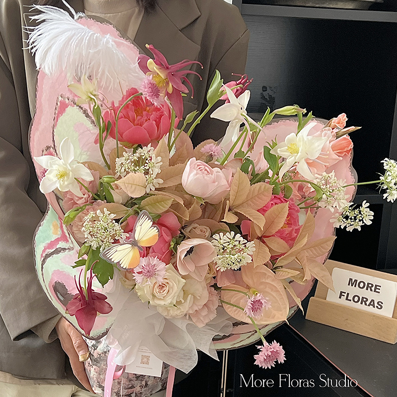 New style colorful butterfly fresh flower wrapping paper butterfly modeling double-sided printing bouquet paper flower shop gift diy special material