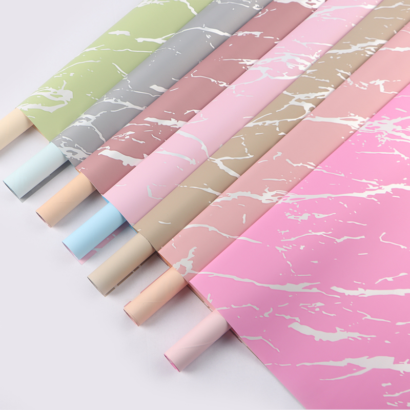 Marble Ouya paper flower wrapping paper two-color plastic waterproof opp film DIY handmade flower shop flower art