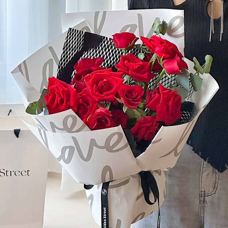 Big LOVE feather paper flower wrapping paper plastic film DIY handmade gift paper flower shop flower art materials