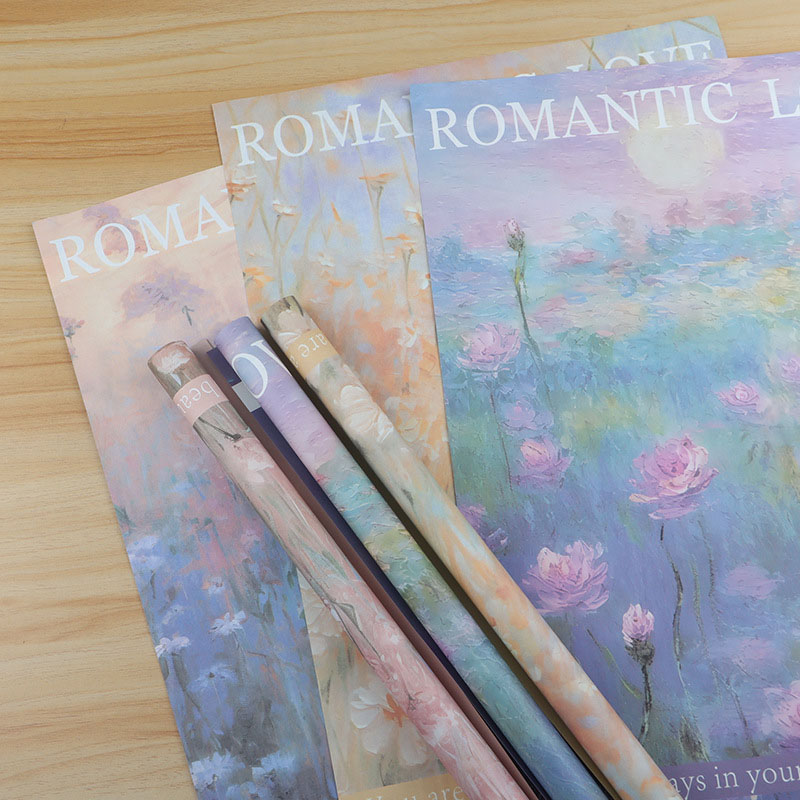 Sicily Flowers Wrapping Paper Material Gift Bouquet Wrapping Paper Dream Garden Atmosphere Oil Painting Newspaper Kraft Paper Romantic Landscape Posters