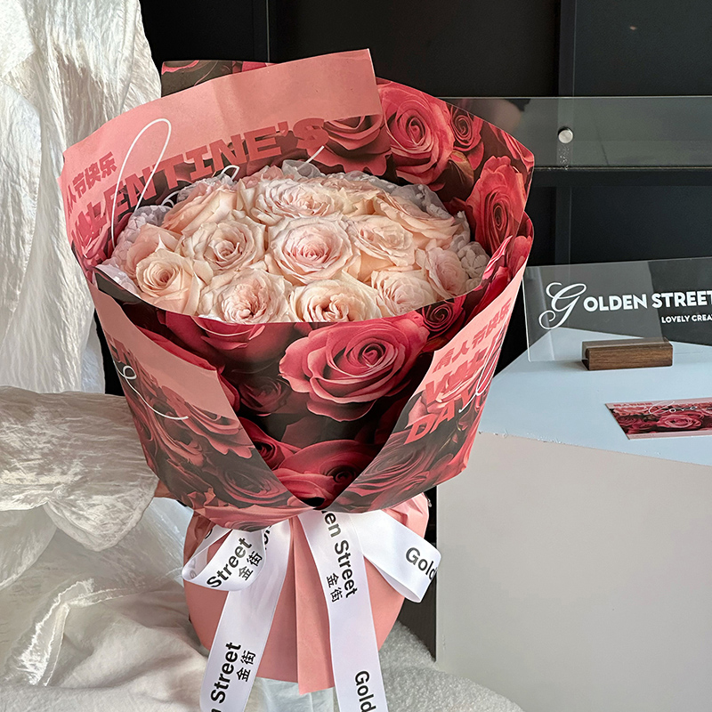Lovers Rose Wrapping Paper Kraft Paper Bouquet Flowers Tanabata Valentine's Day Wrapping Paper Floral Rose Wrapping Paper