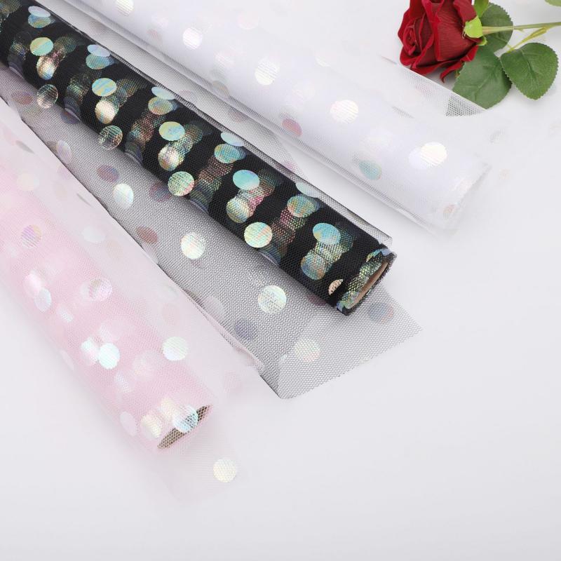 Wholesale Bouquet Packaging Mesh Flower Packaging Materials Florist Supplies Valentine's Day Floral Stamping Heart Love Mesh Elegant Pink Flower Bouquet