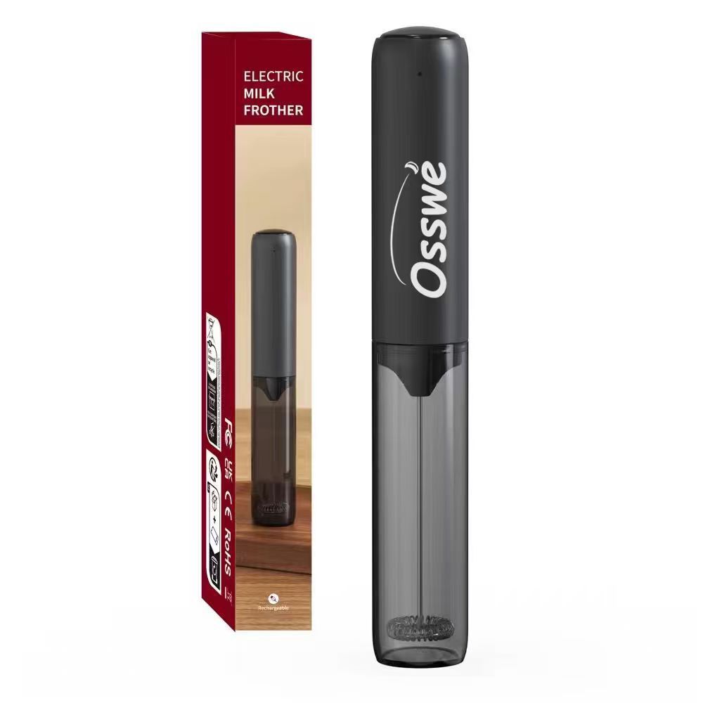 Osswe premium Milk Frother Handheld, Electric Frothers, Coffee Frother blender stirrer Mini Whisk, Foam Maker, Drink Mixer for Coffee, Milk, Lattes, Cappuccino Cream Matcha whisks(Black, Rechargeable)