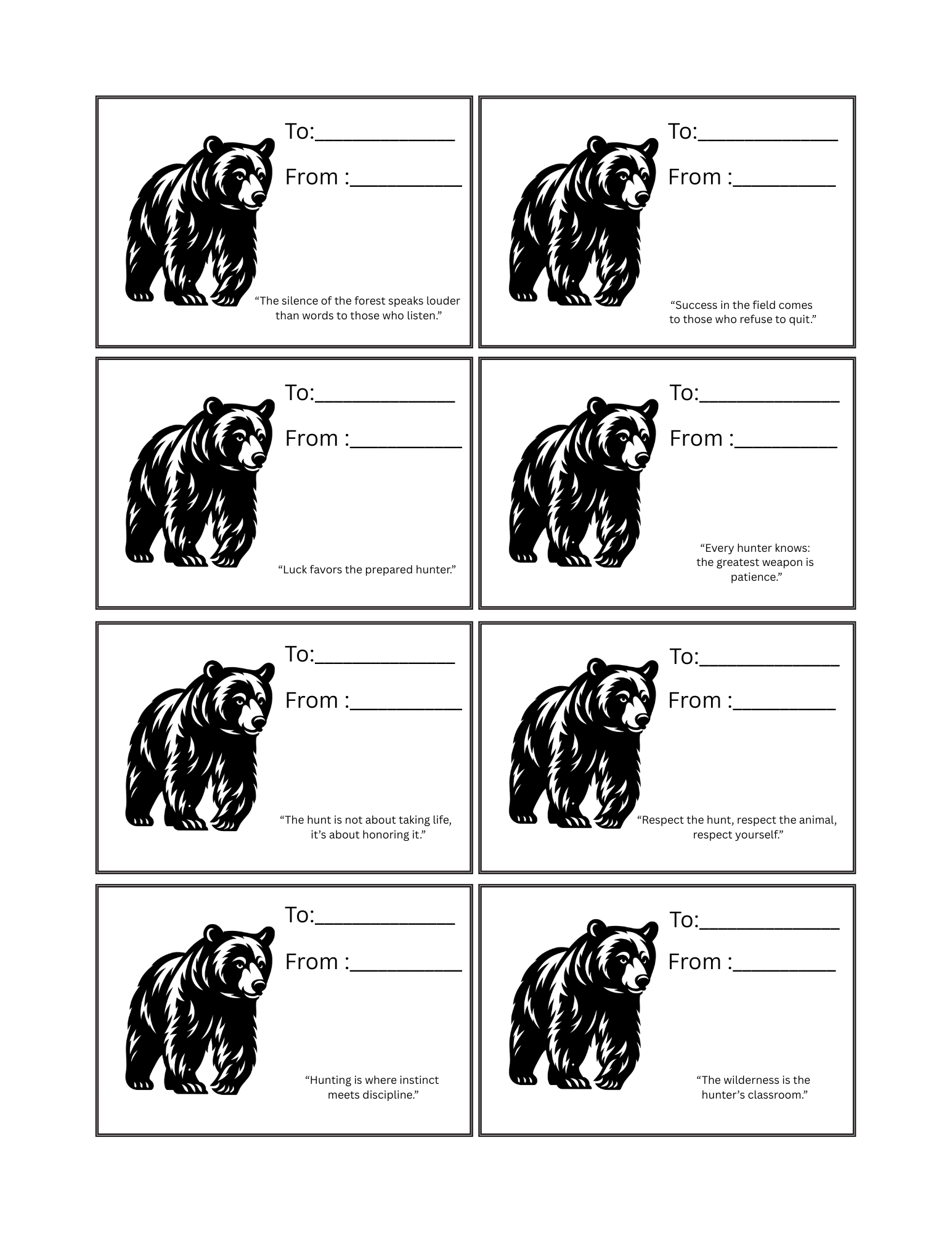 Bear Hunter Gift Tags
