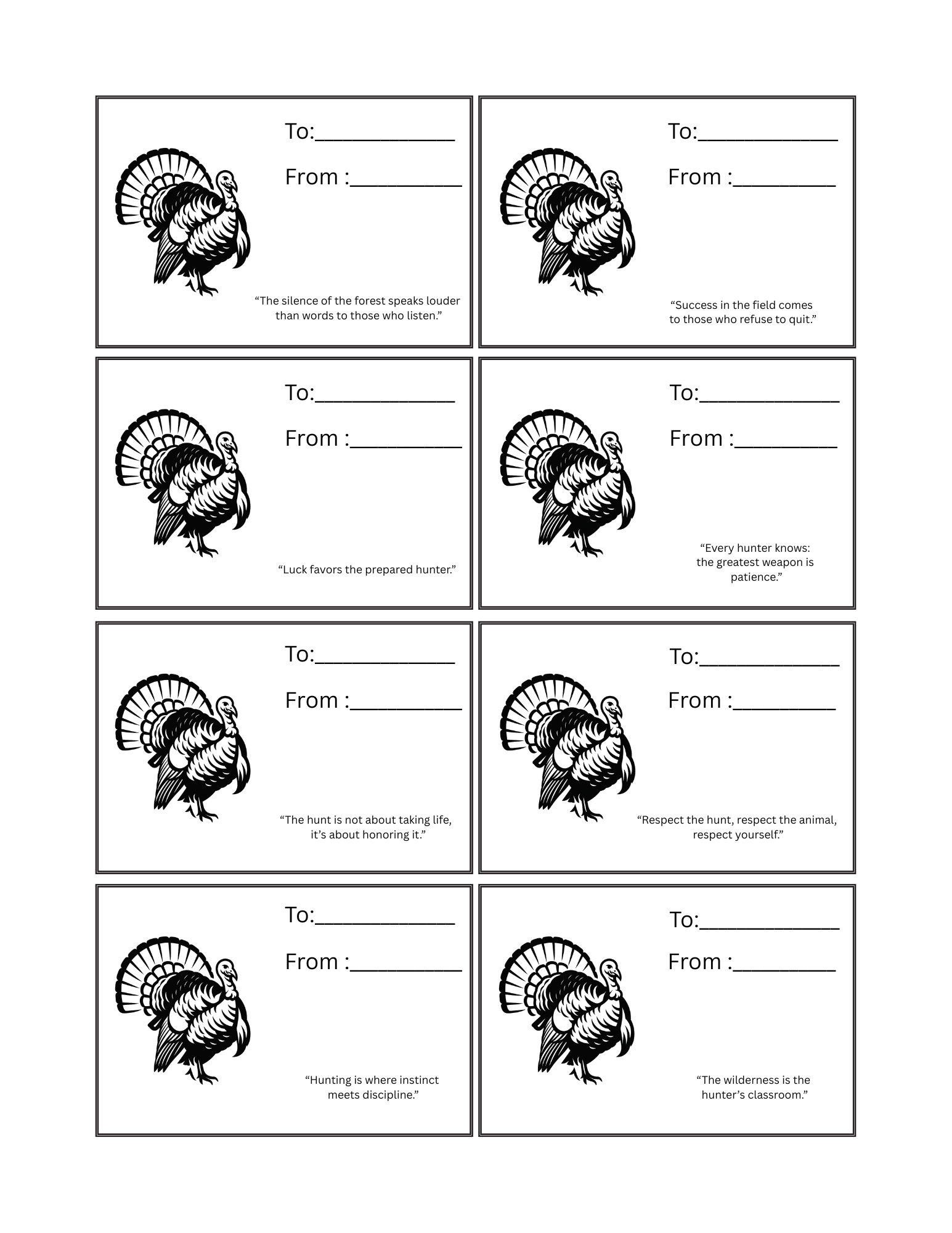 Turkey Hunter Gift Tags