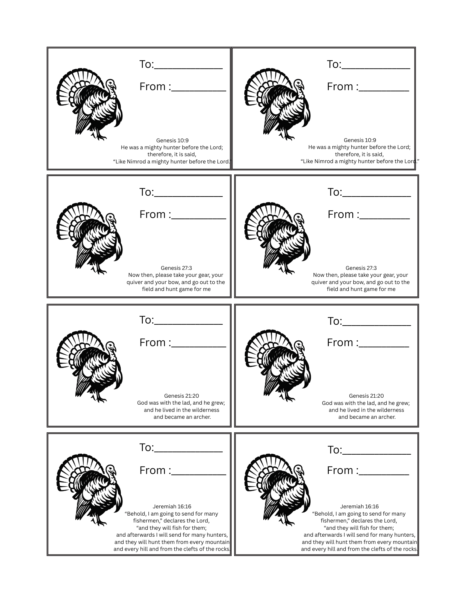 Turkey Hunter Gift Tags