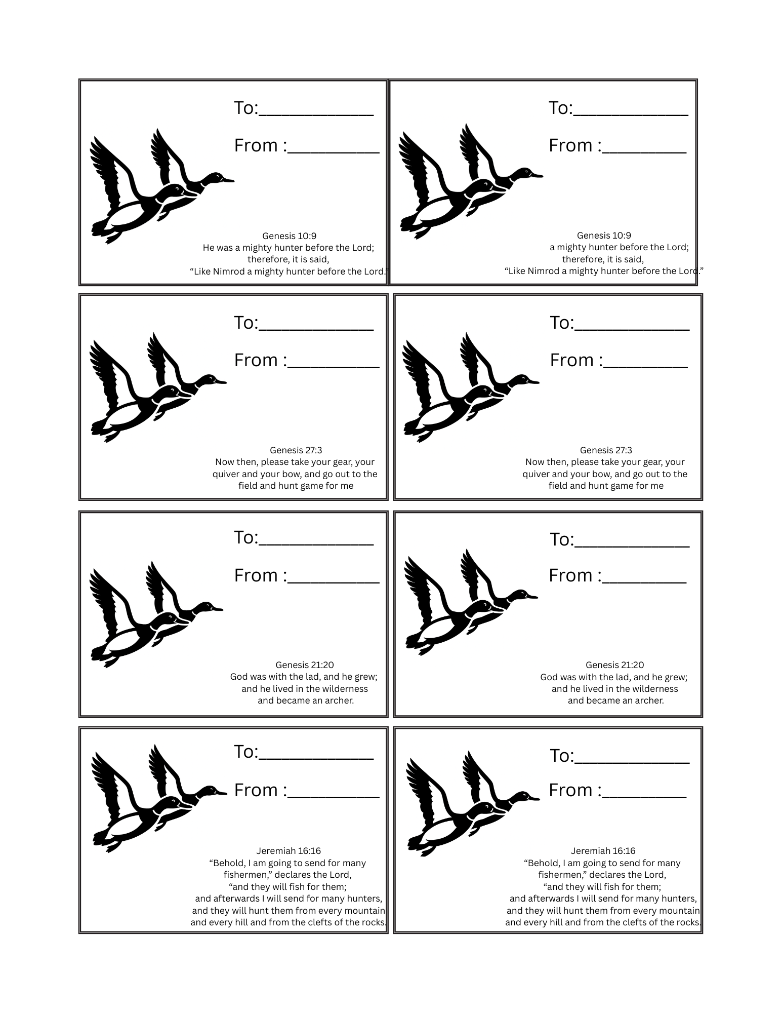 Duck Hunter Gift Tags