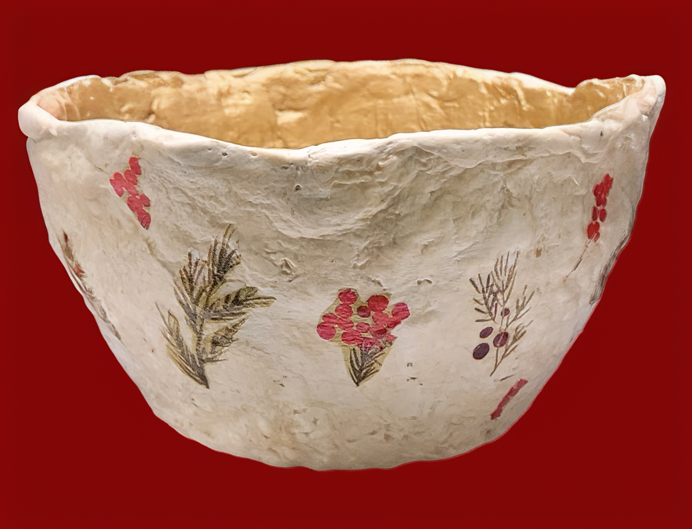 Holiday Papier-mâché Clay Bowl