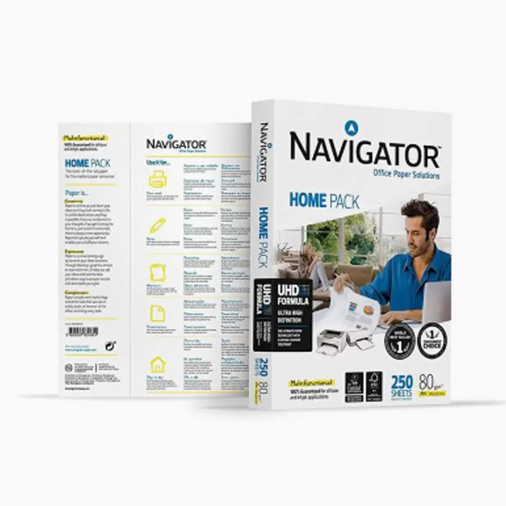 Papel de Cópia Navigator Home Pack – A4 | 80 g/m² | Resma (250 Folhas)