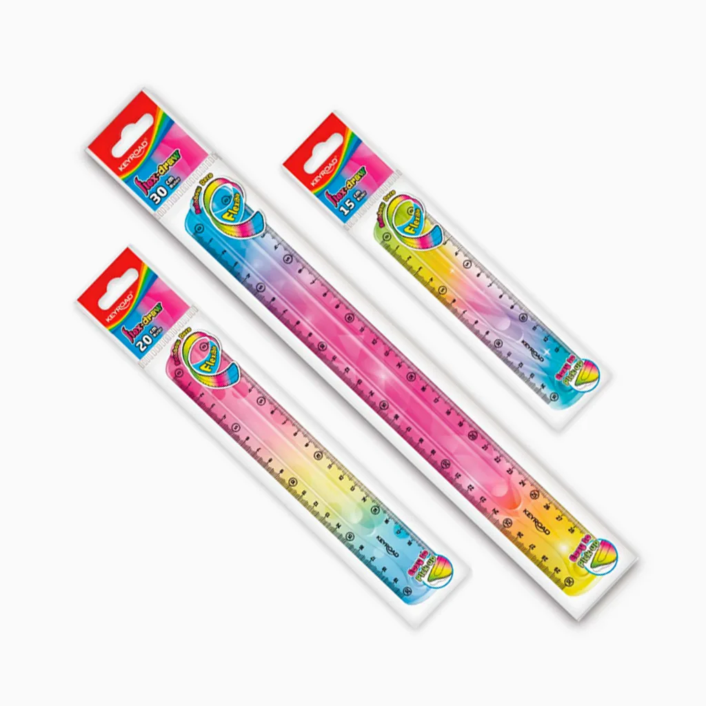 Régua Keyroad Rainbow Deco – 15 cm / 20 cm / 30 cm