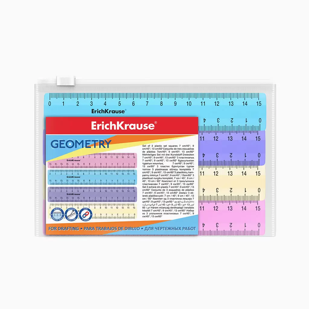 Set de 4 Réguas ErichKrause Pastel – 15 cm (Sortido)