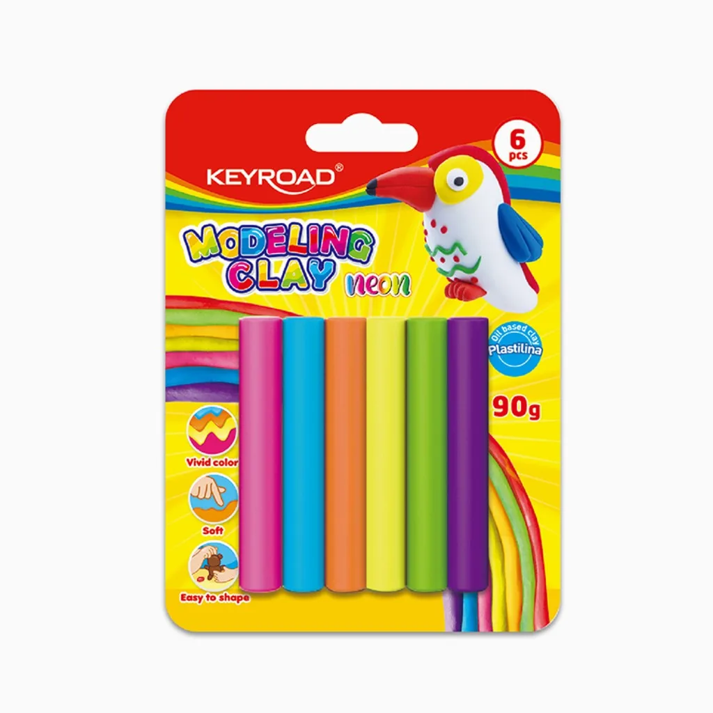 Plasticina Keyroad Neon – Pack 6 Cores Vibrantes